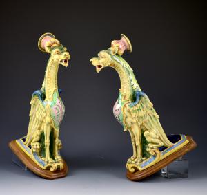Par de castiçais de parede em forma de dragão - Angelo Minghetti, c. 1880-1890